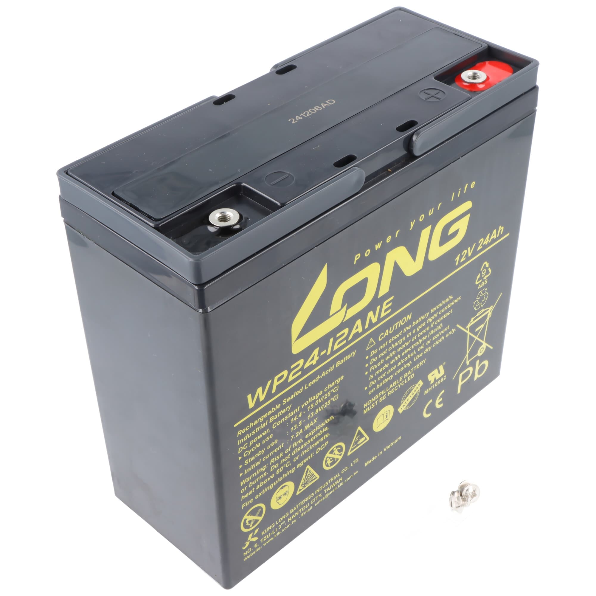 Batterie plomb AGM Kung Long WP24-12NE 12 V 24 Ah, filetage interne M5, 181 x 77,5 x 169 mm