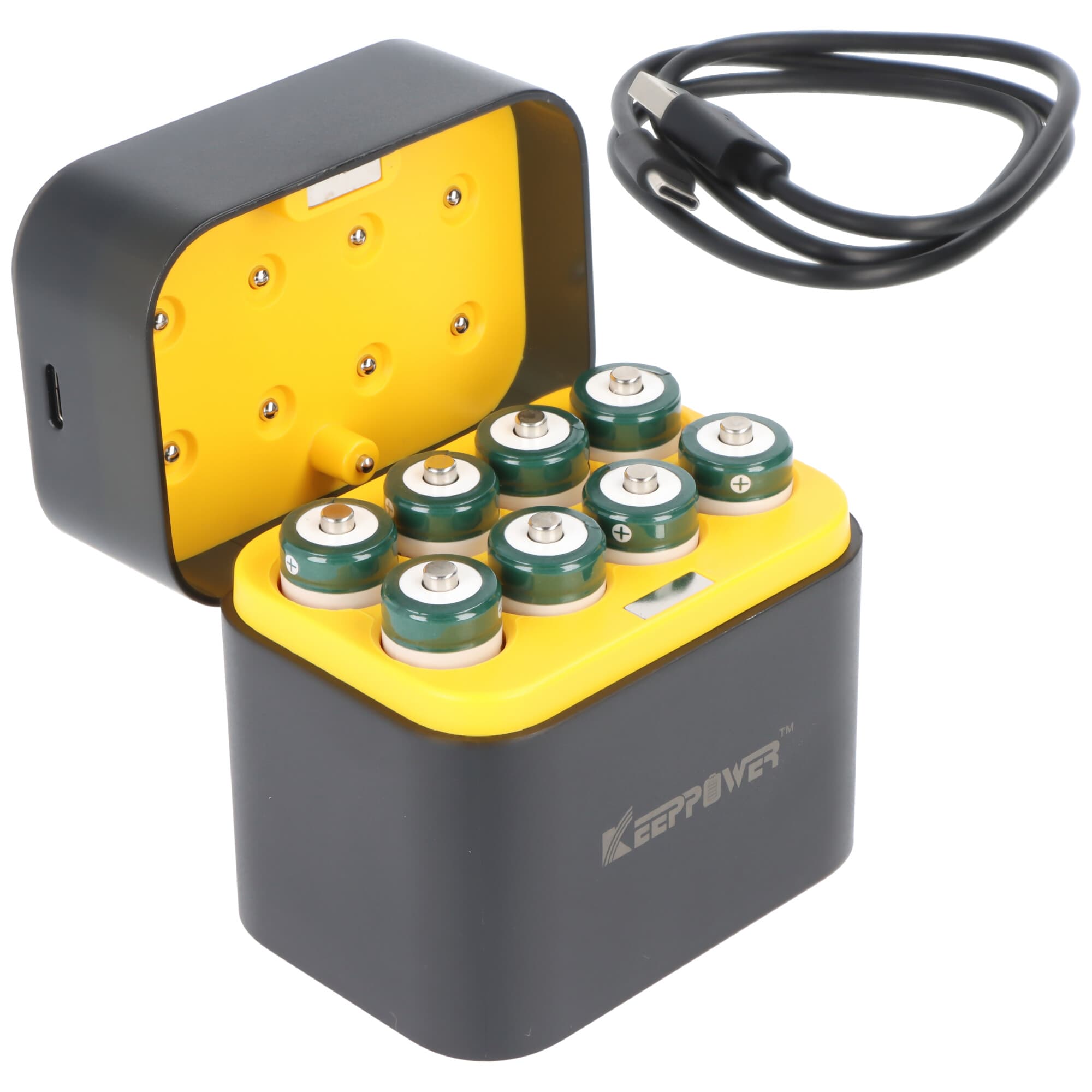 Chargeur Keeppower i8 avec 8 batteries Li-Ion Keeppower 1,5 V AA, port de charge USB-C