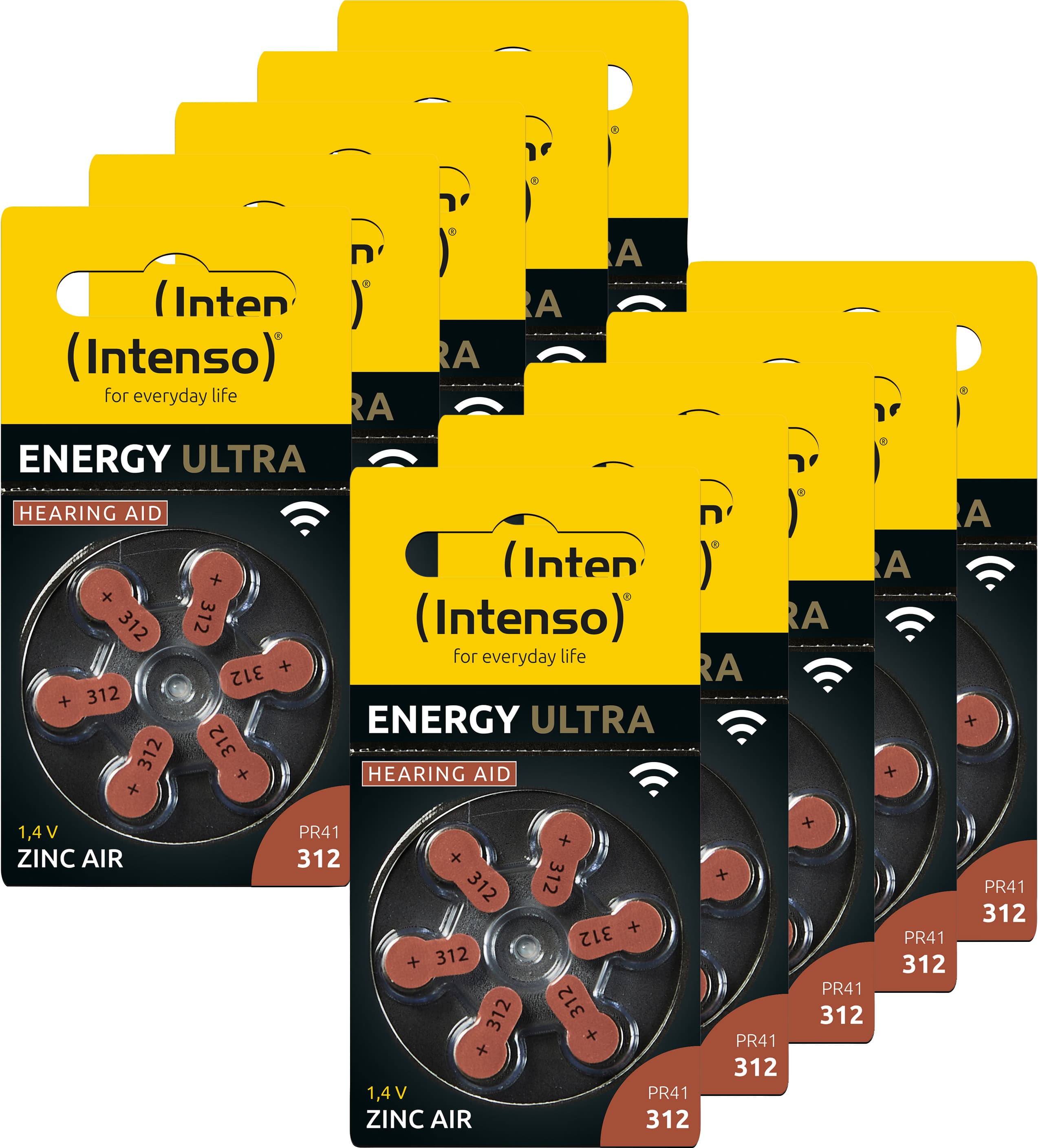 Pile pour appareil auditif Intenso « Energy Ultra » – A312 / PR41, 1,45 volts (paquet de 60)
