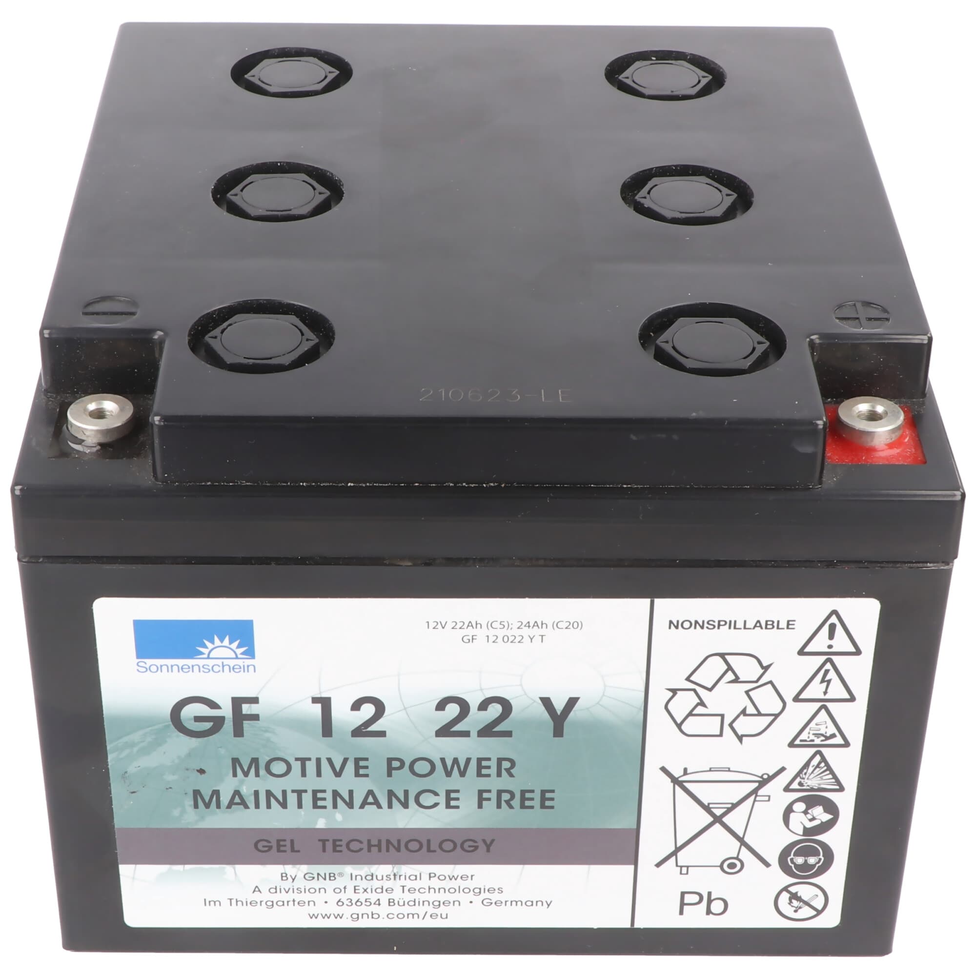 GF1222YT Puissance motrice Sunshine GF 12 022 YT 12V 22Ah 5hr C5, 24Ah 20hr C20