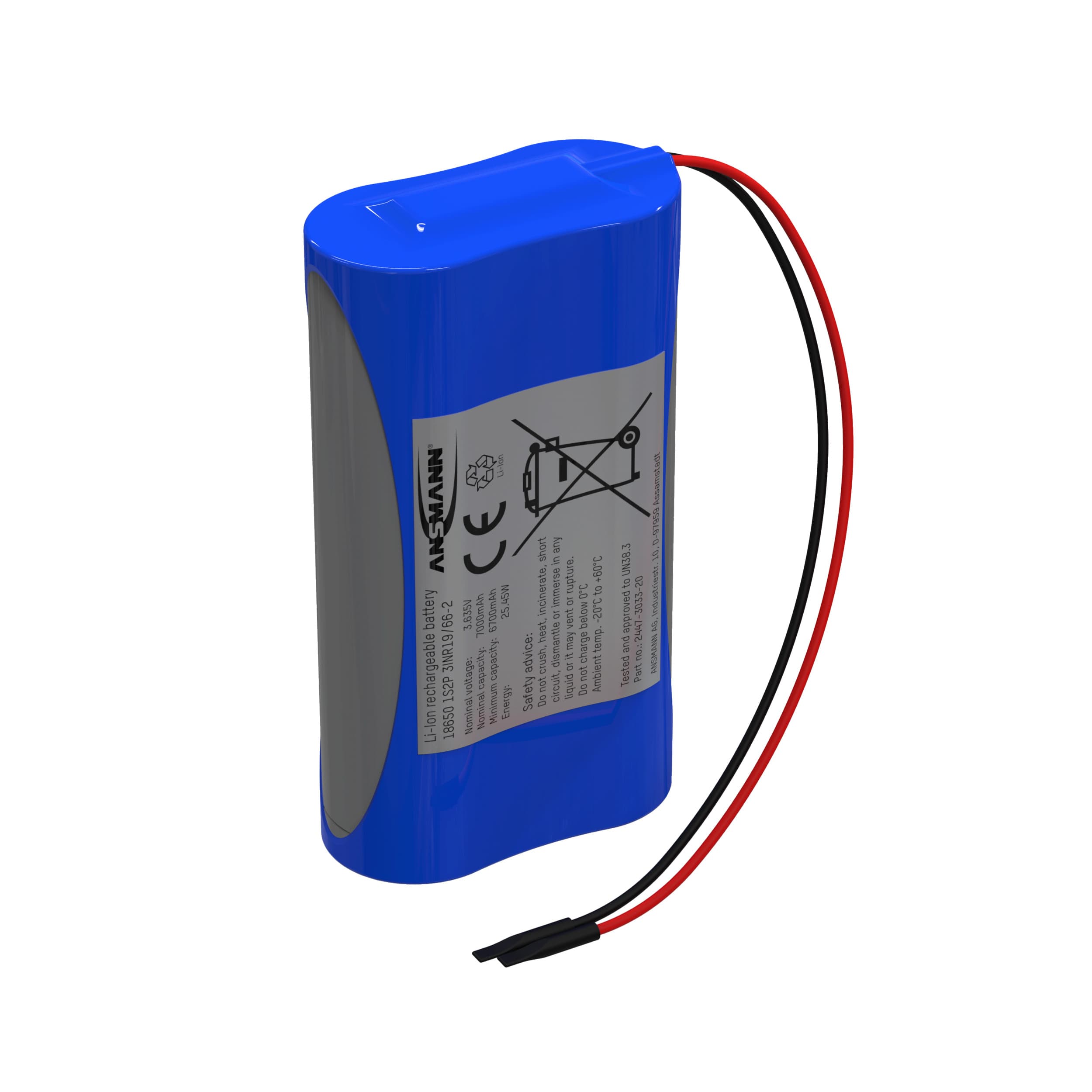 Batterie lithium-ion Ansmann 3,63 volts / 7000 mAh / 1S2P, idéale pour les applications mobiles
