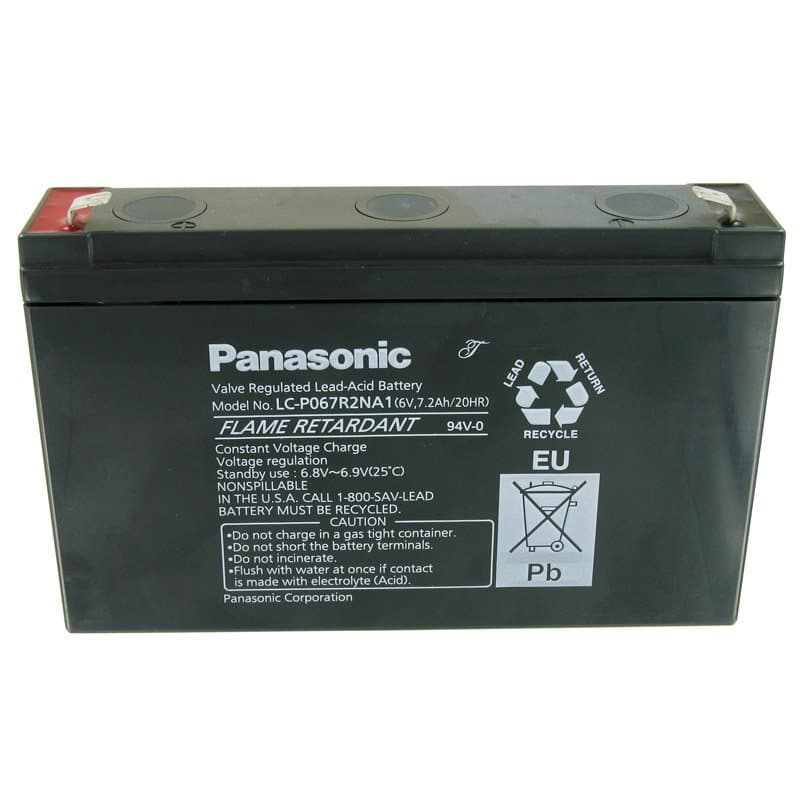 Panasonic LC-P067R2NA1 Batterie plomb-acide de 6 Volts et 7200mAh, 6.3mm Faston